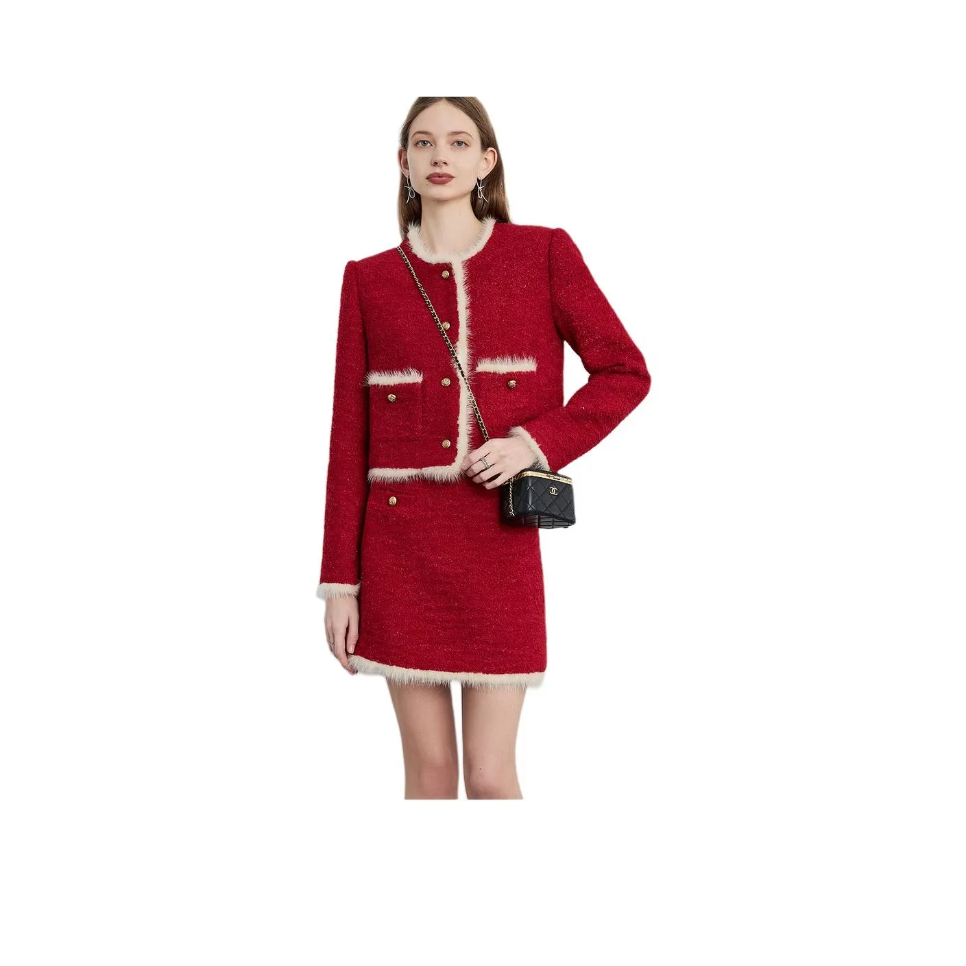 DPLAY Cropped Coat Women's Vintage Red DPLAY Укороченное пальто женское винтажный красный