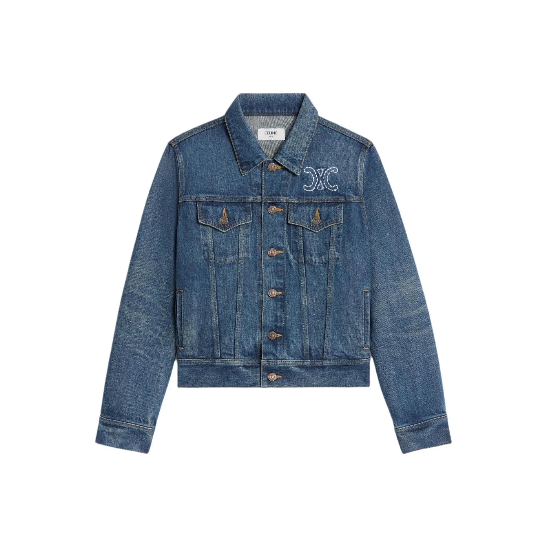 CELINE Collared Button Up Denim Jacket
