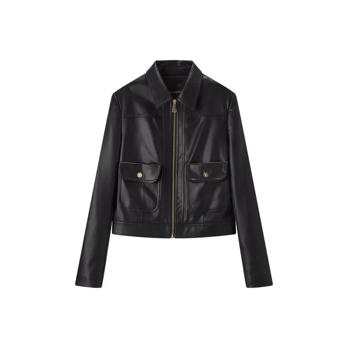 PEACEBIRD PU Leather Jacket Women's