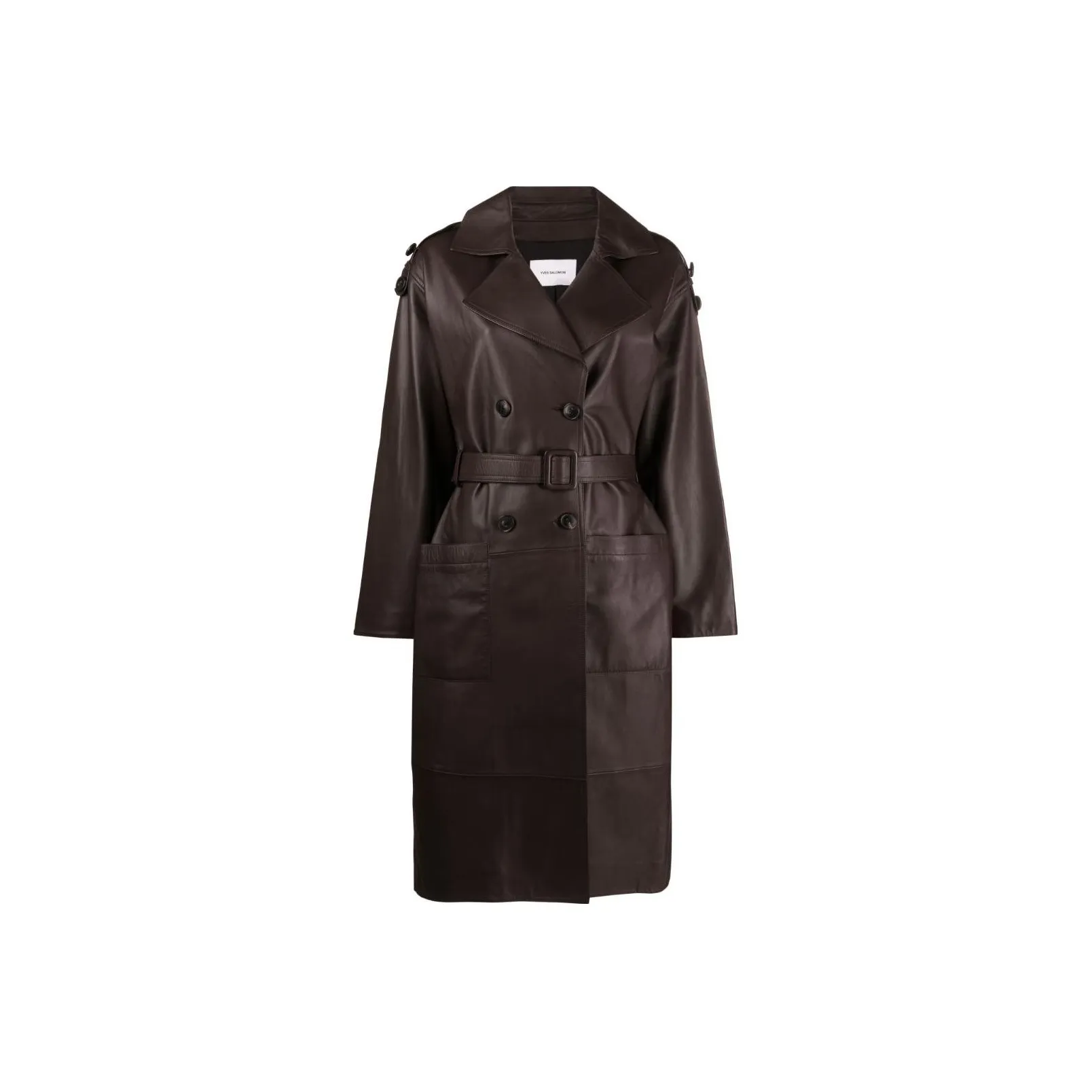 Yves Salomon Leather Jackets Women's Dark Brown