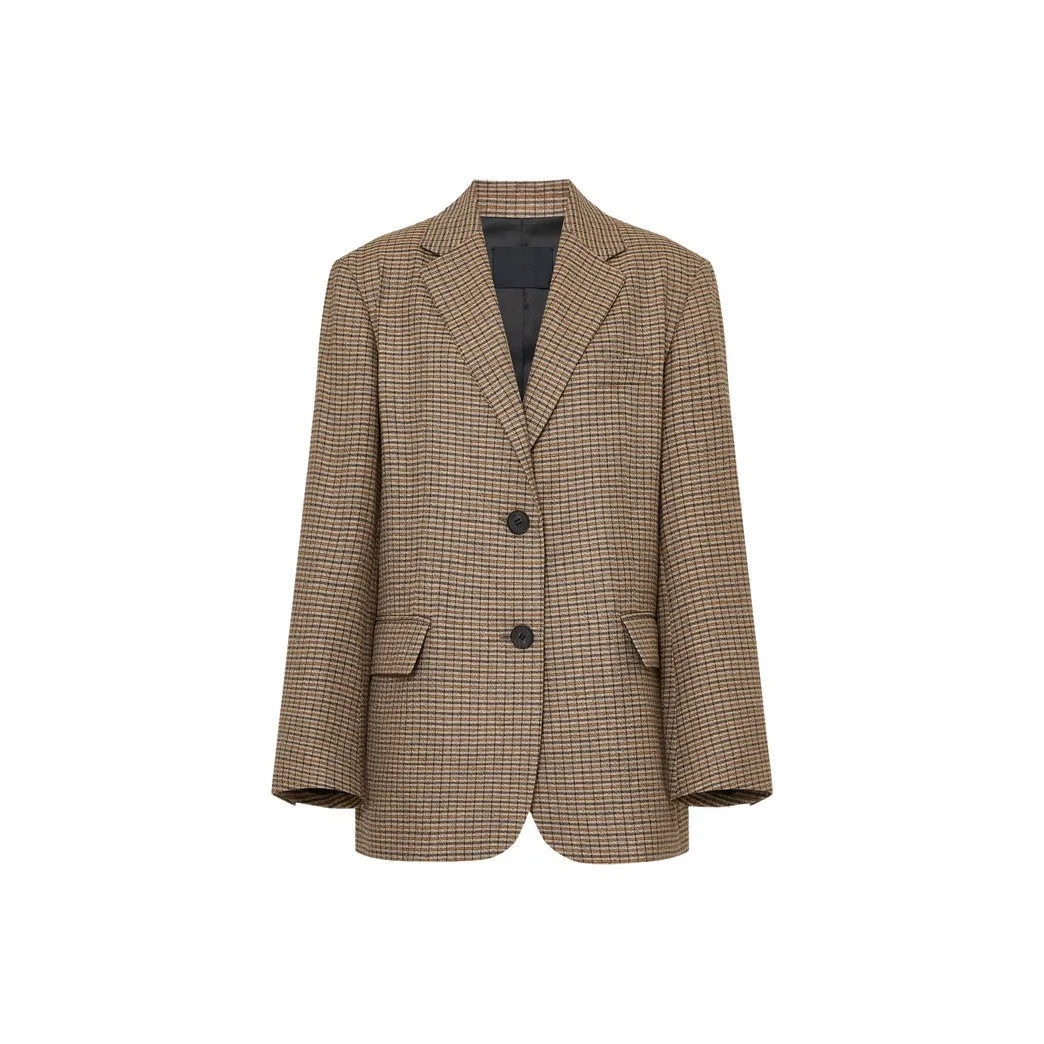 MOCO Бизнес-костюм женский серый коричневый клетка