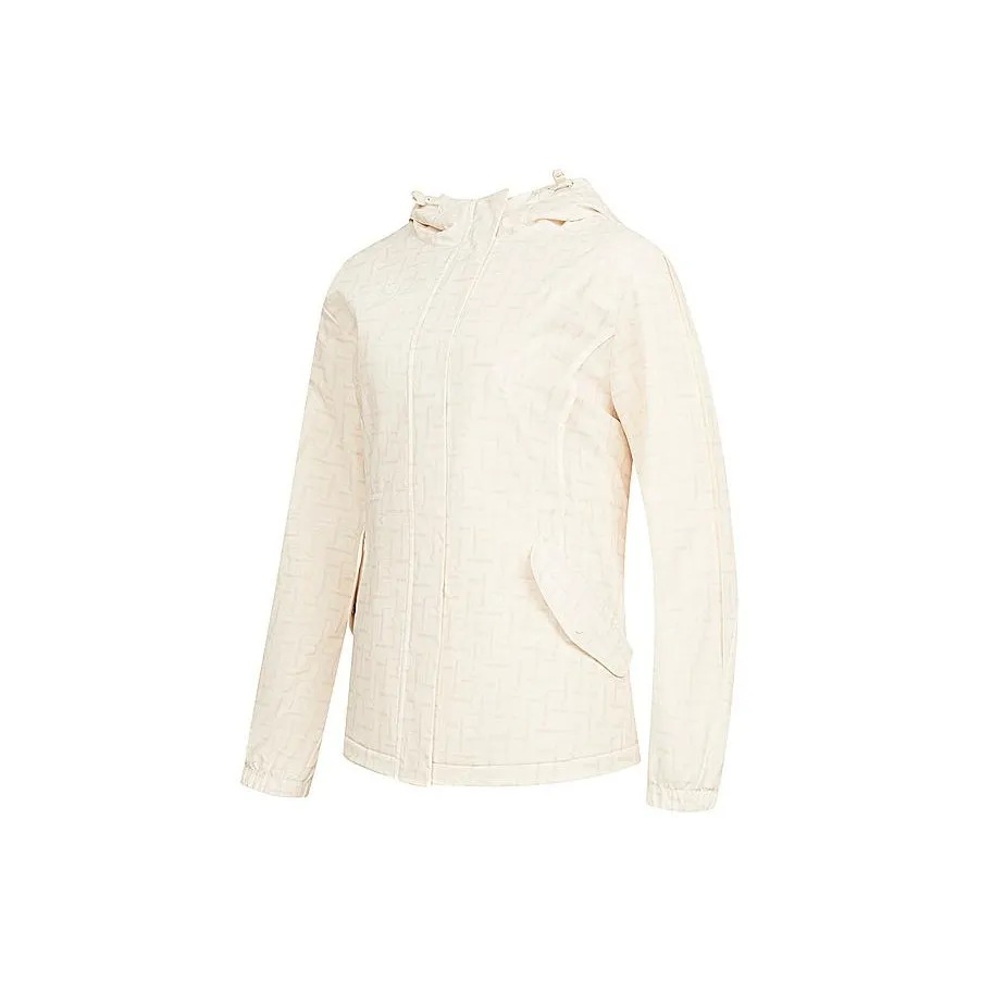 QIAODAN Тренчкот Женский Кремовый Белый С принтом