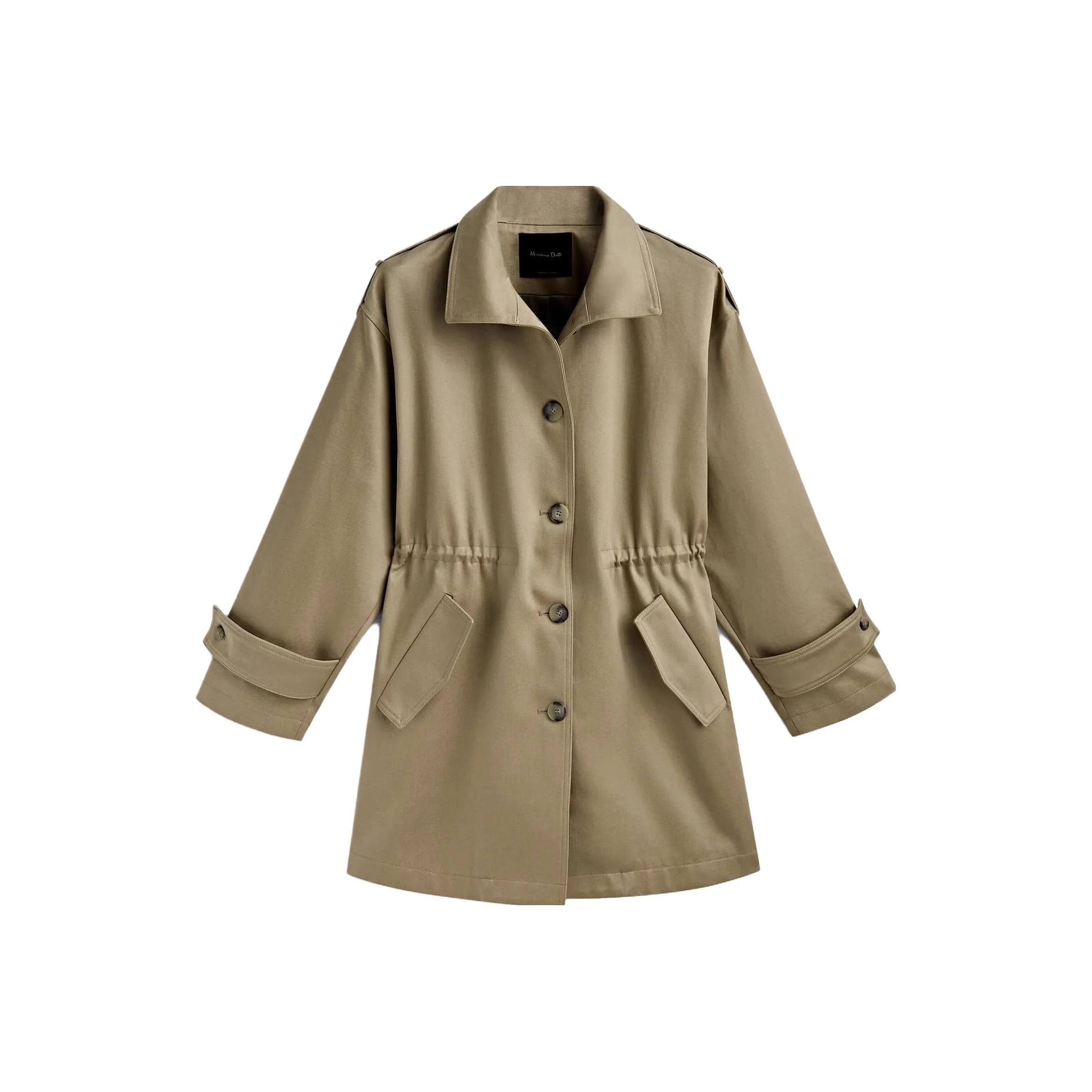 Massimo Dutti Оливково-зеленый Женский Тренч