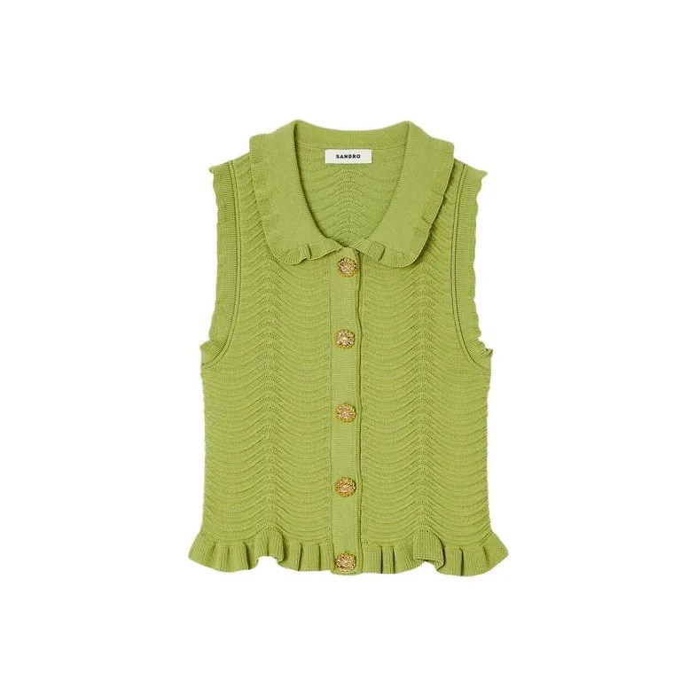 Sandro Жилет Женские Оливково-зеленый