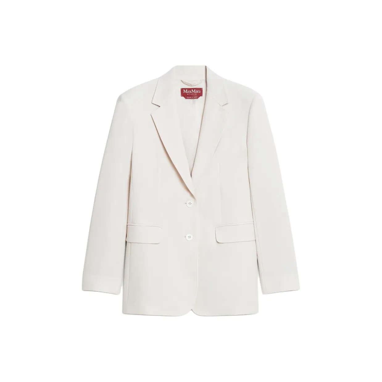 MaxMara Studio Magma Collection Wool Satin Crêpe Single Breasted Blazer Business Suit Women's Beige
