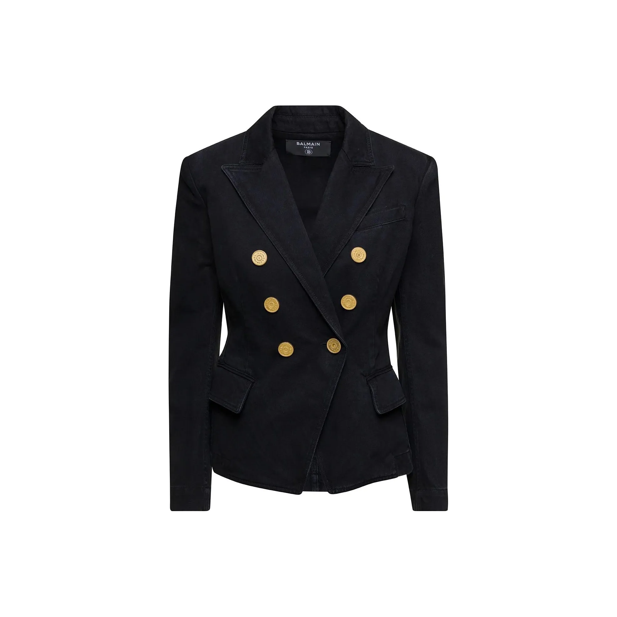 BALMAIN Button Embellished Denim Jacket 'Black'