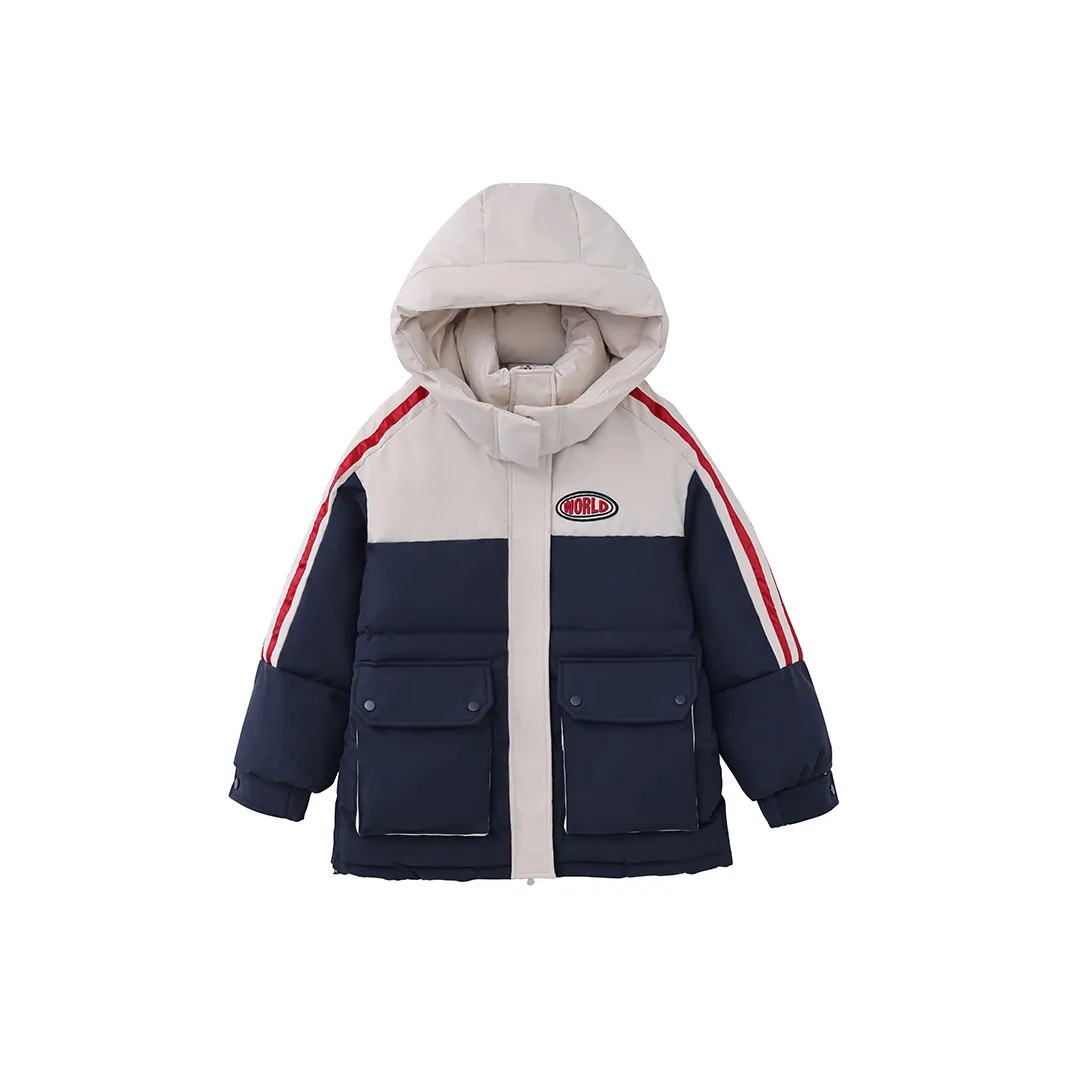 IQC Хлопковый пуховик женский темно-синий