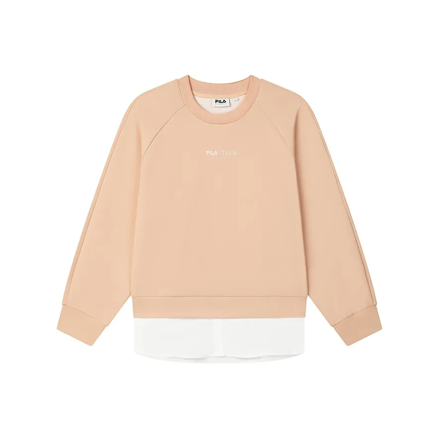 FILA Knit Fabric Sweatshirts Women's Light Gray Orange