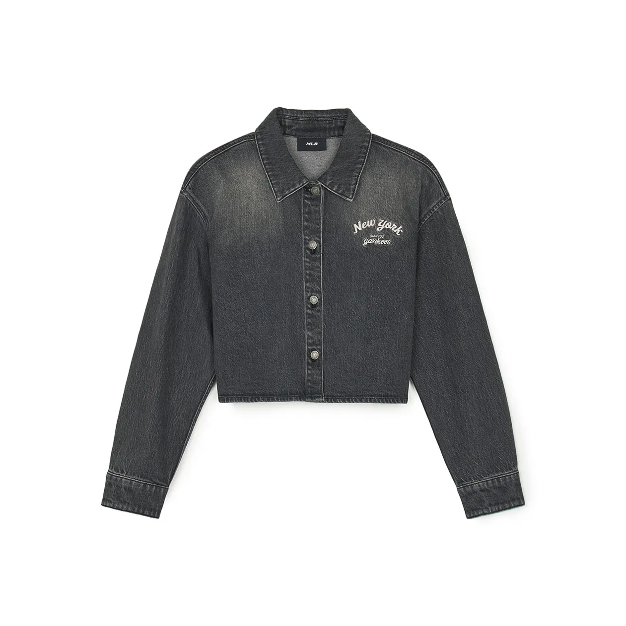 MLB Varsity New York Yankees Denim Jacket Women's Charcoal Gray