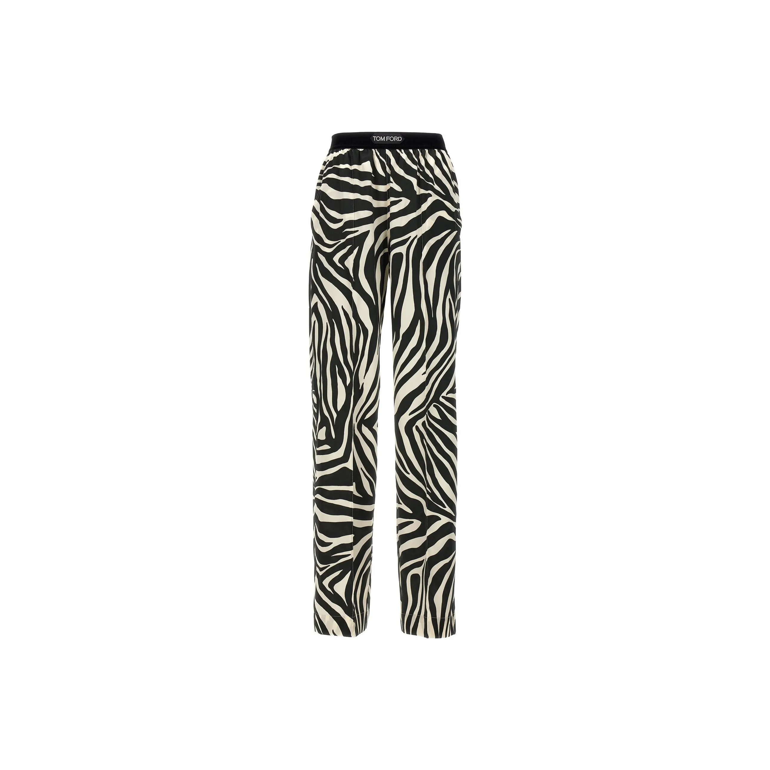 TOM FORD Zebra Printed Logo Waistband Trousers