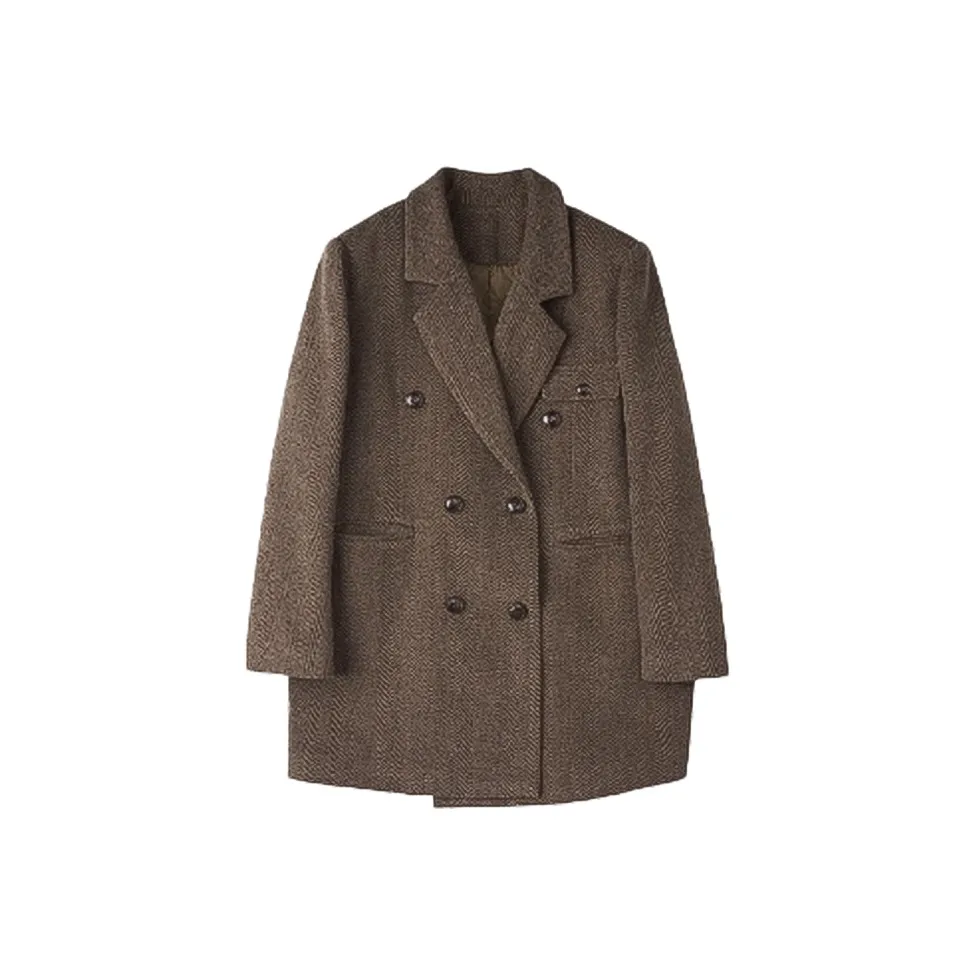 SUNSUNTOWN Бизнес-костюм женский кофейный утепленный