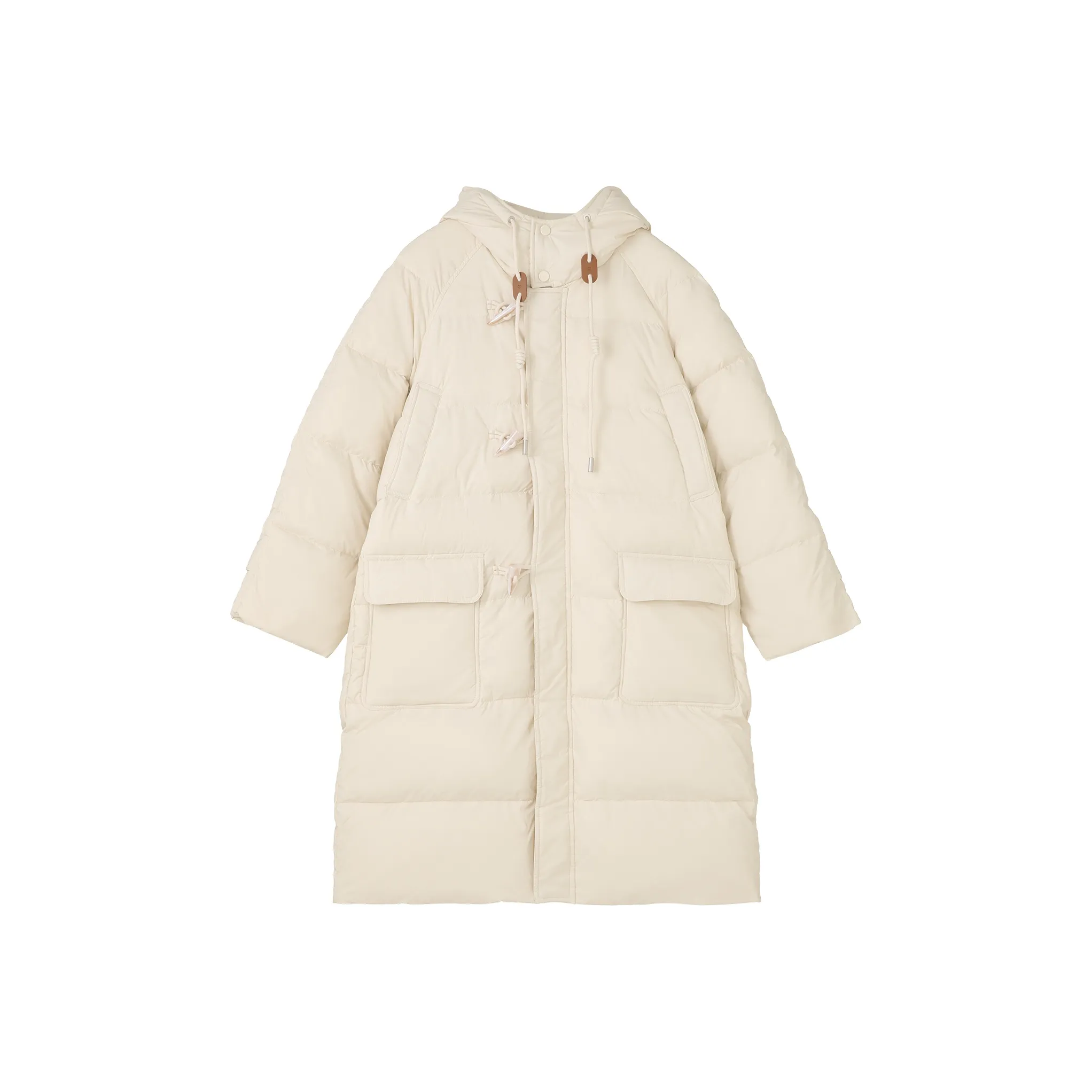 Fstudio Осенний Зимний Корейский стиль 90% Белый Утиный Пух Бычьи Рога Пуговица Пуховик Куртка Женская Абрикос