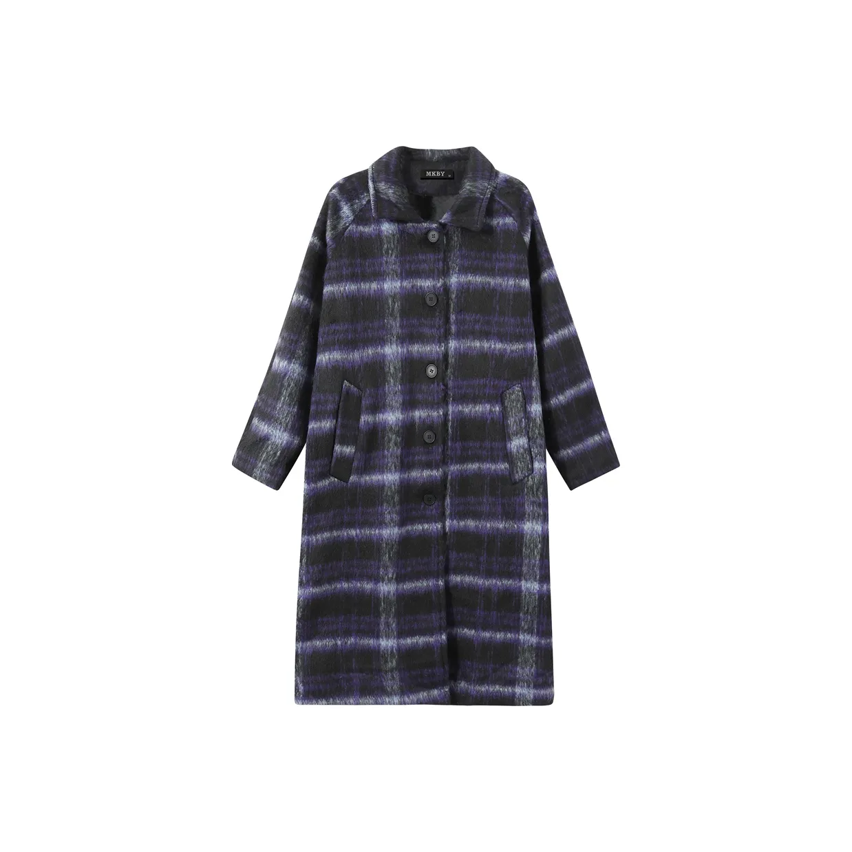 MKBY Velvet feel Coat Women's Black And Purple Check