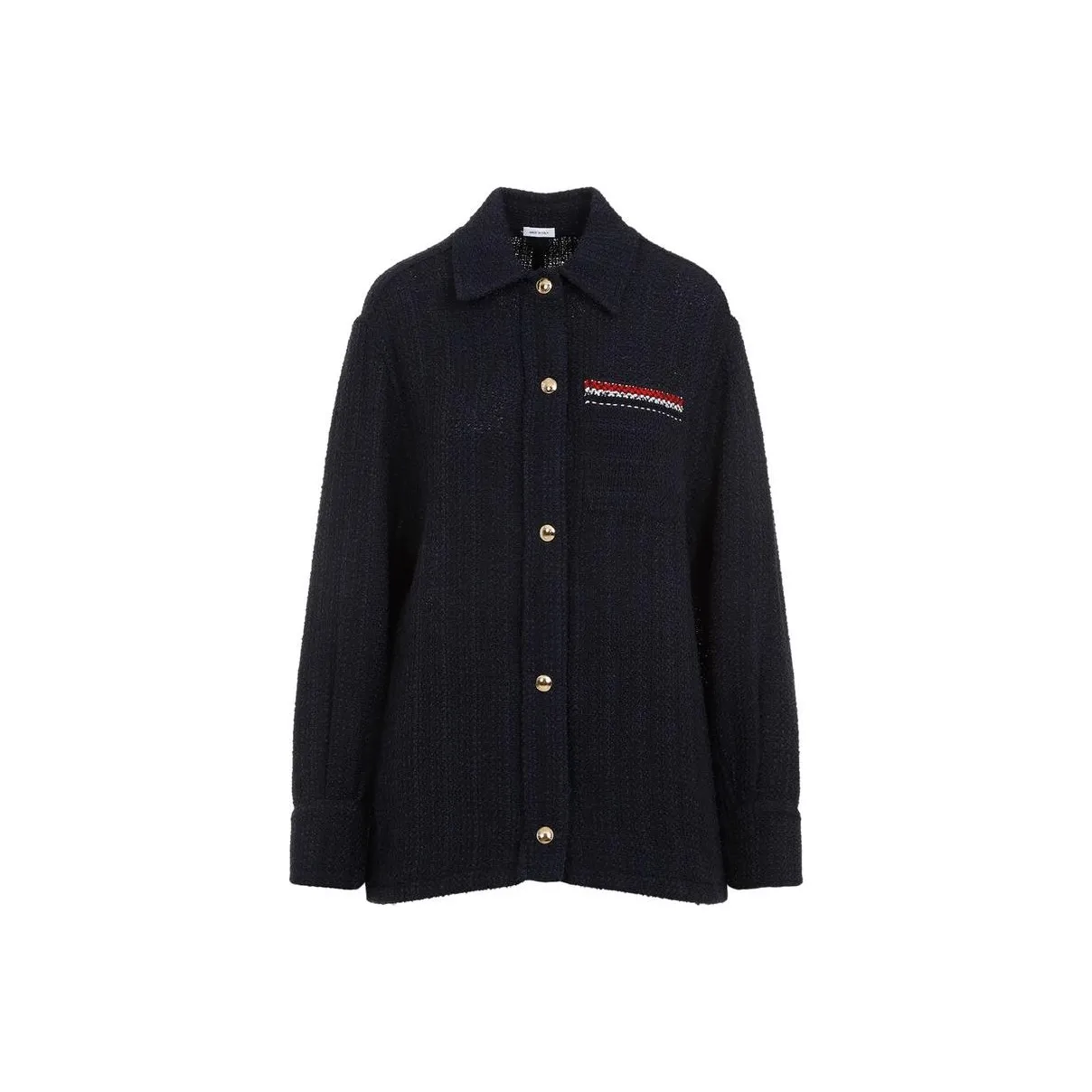THOM BROWNE RWB Striped Tweed Button Up Blazer