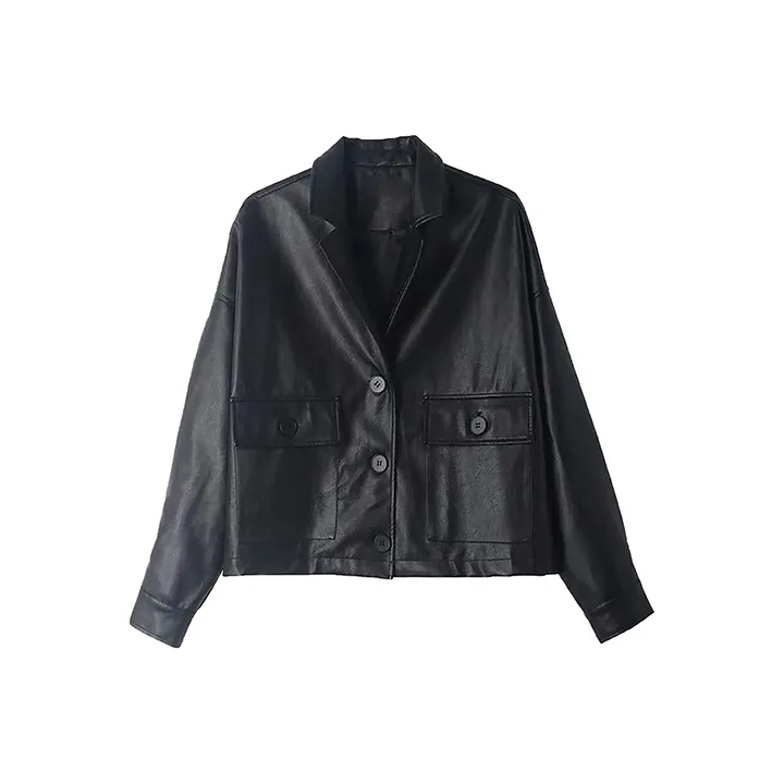 SOON FLOWER Cropped Coats Women's Black
