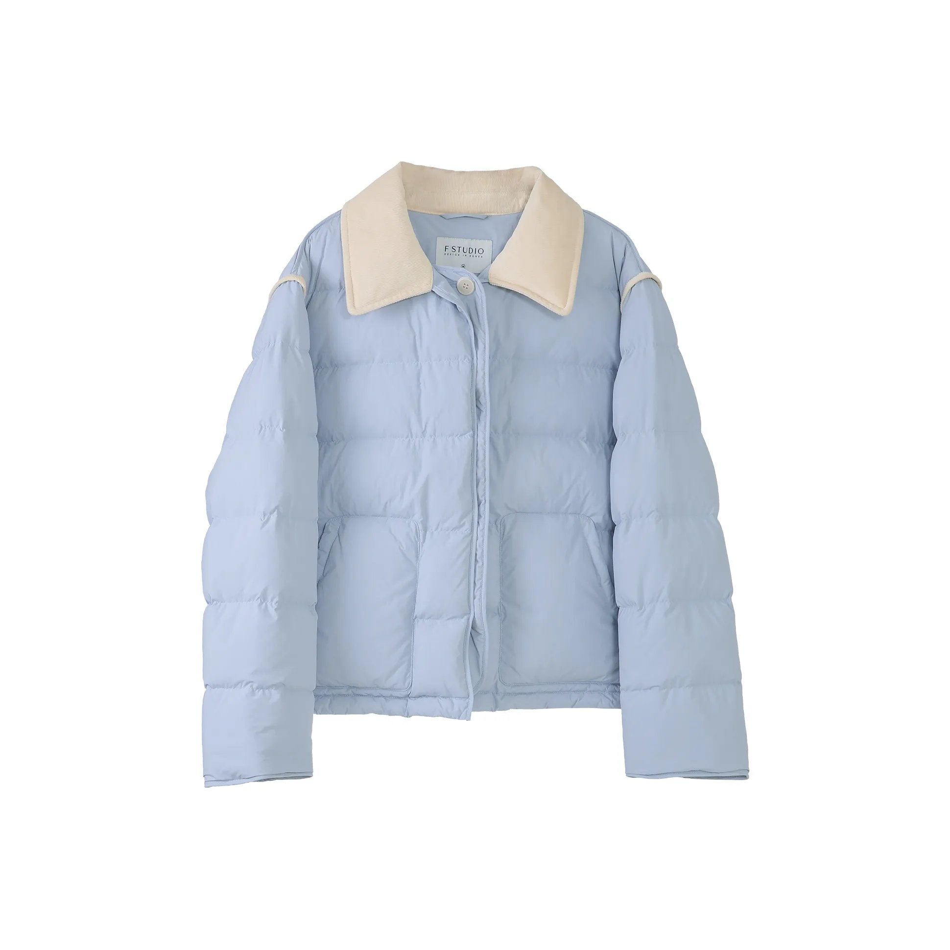 Fstudio Korean Petite 90 Fill Power White Duck Down Thickened Long Sleeved Down Jacket Women's Blue