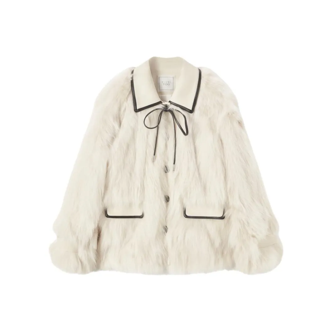 EICHITOO Экрю Комбинированный Женские Меховые изделия