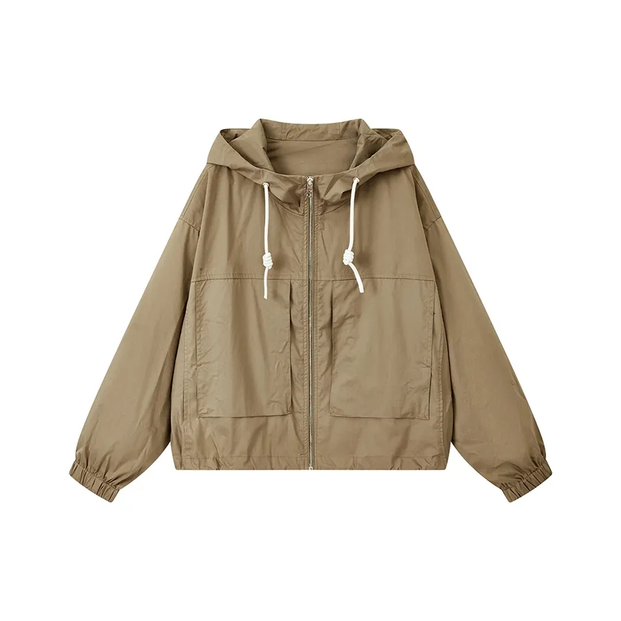 Yu Qianwen Укороченная Куртка Женская Песочного цвета Туманный CAMEL