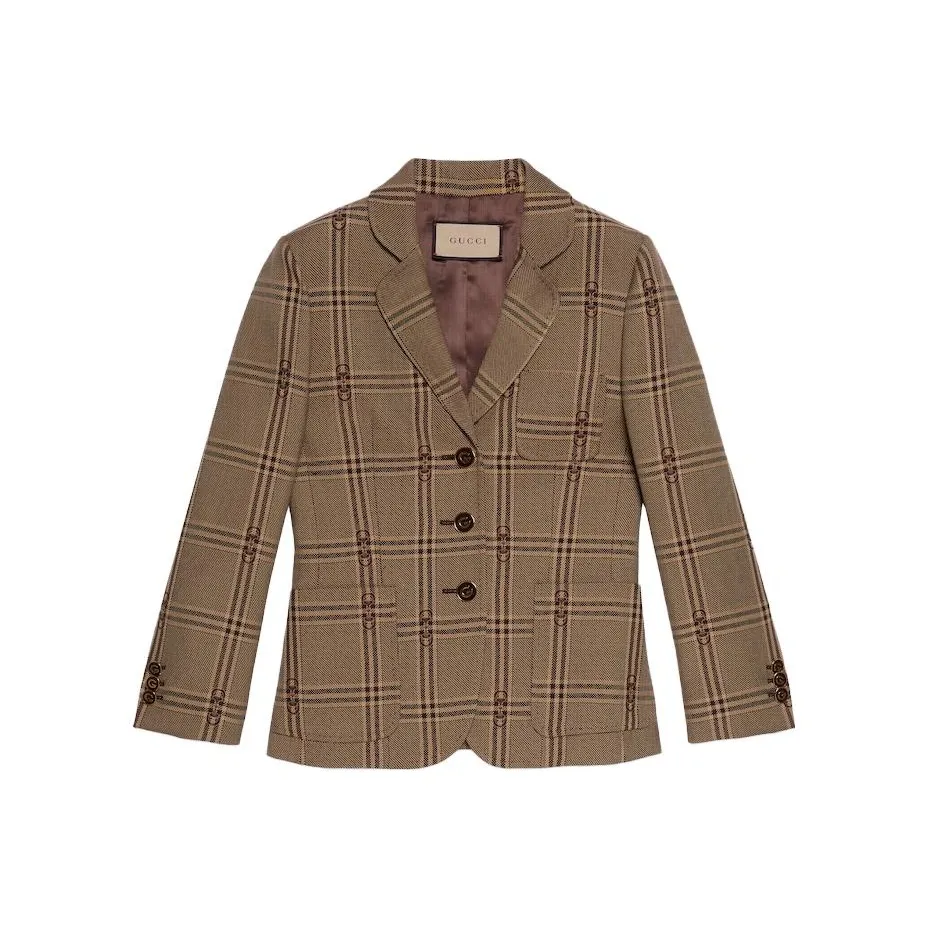 GUCCI Checkered Button-Up Blazer