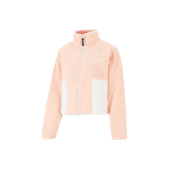 PUMA Clsx Sherpa Track Jacket Women's Flesh Pink