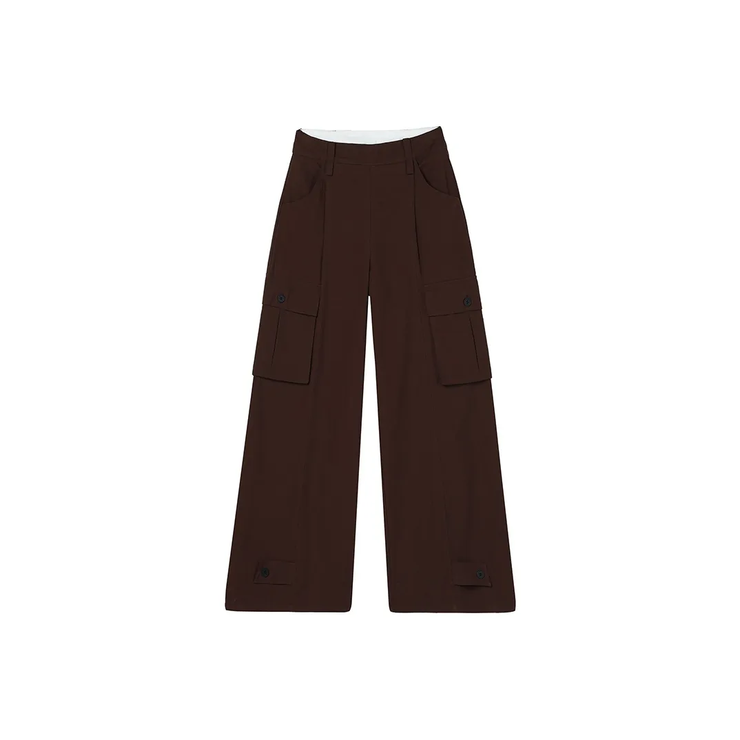 ZXZA Повседневные брюки Женские Коричневый