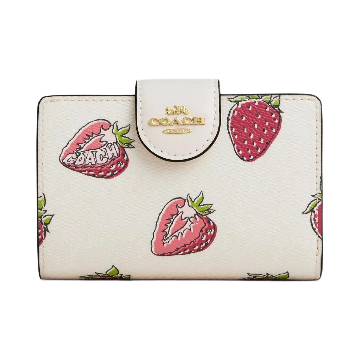 COACH Покрытый холст Кошелек Мини Женская Белая