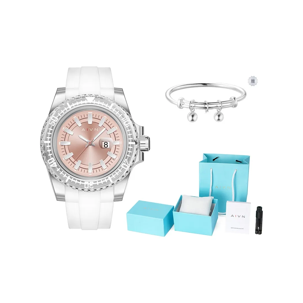 AIVN Jelly Прозрачный Акриловый Кварцевый Механизм Силиконовый Ремешок Часы Женские Розовый Циферблат