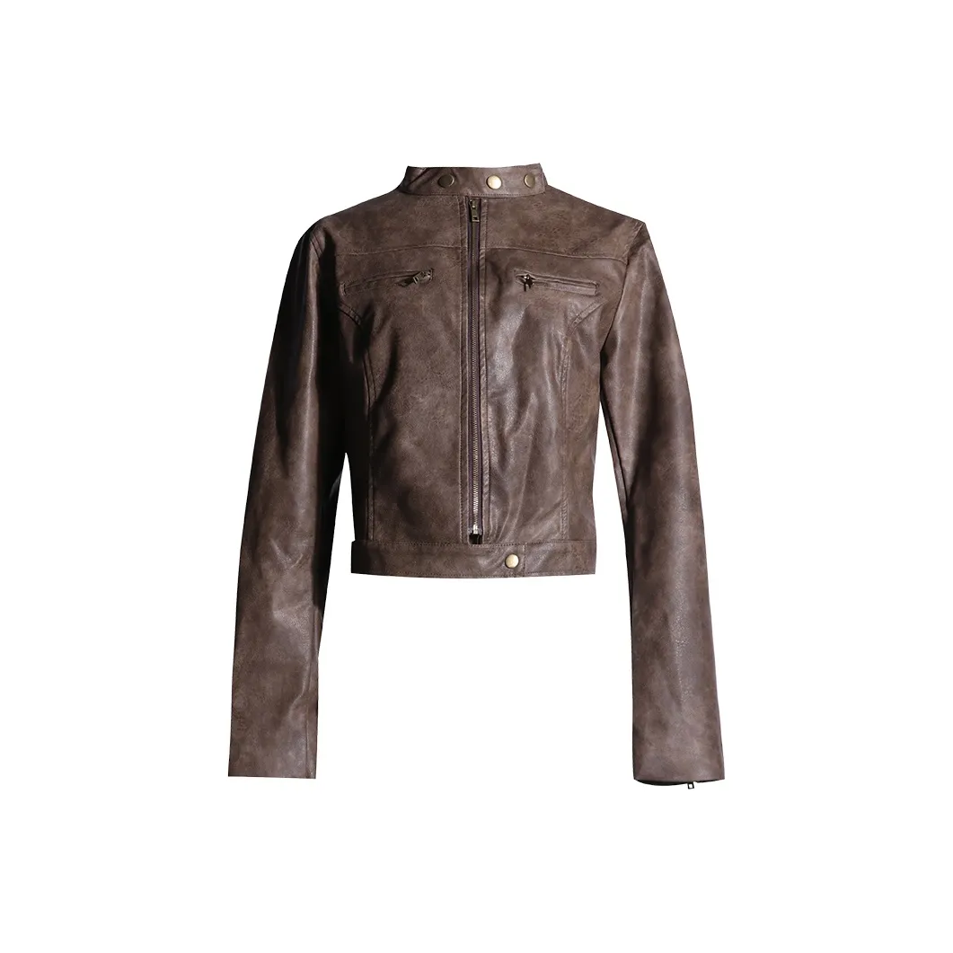 FOREVER 21 Leather Jacket Women's Brown