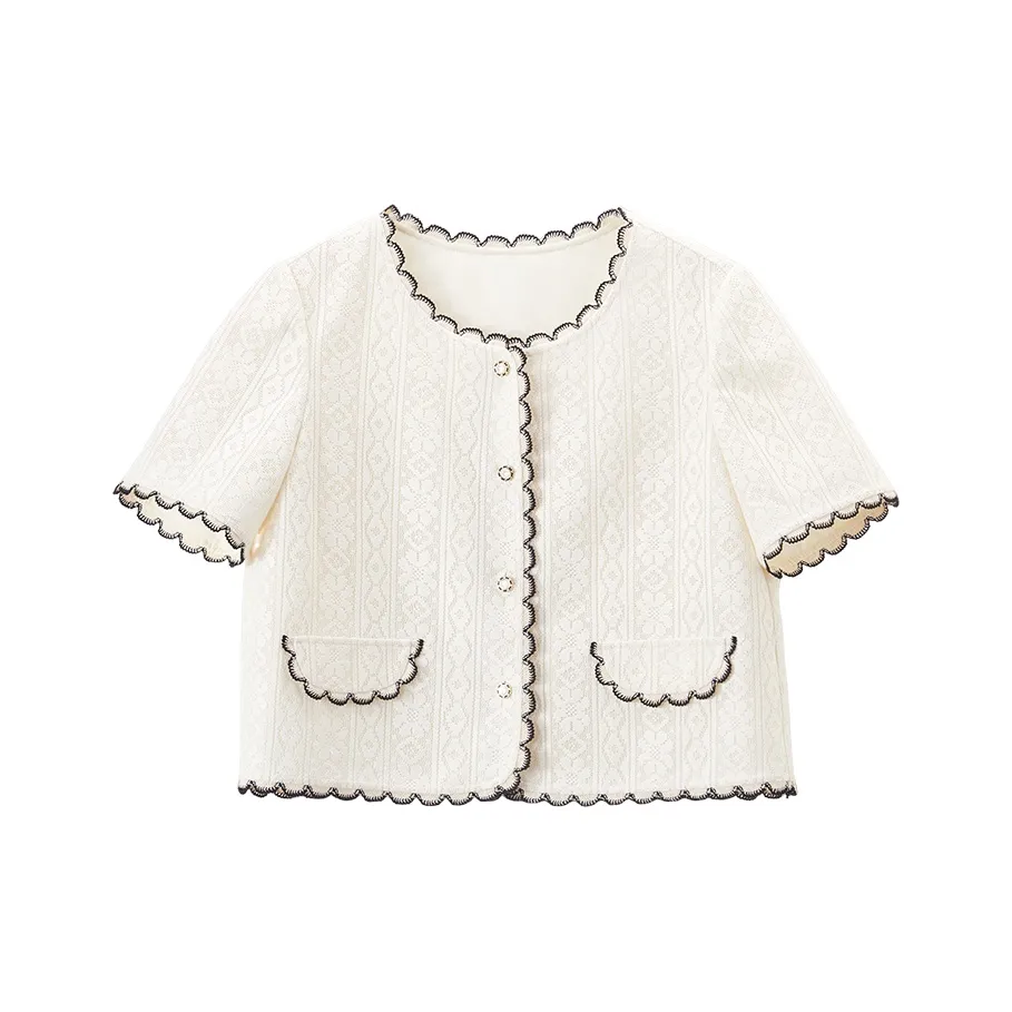 XIANGYING Cropped Coat Women's Beige