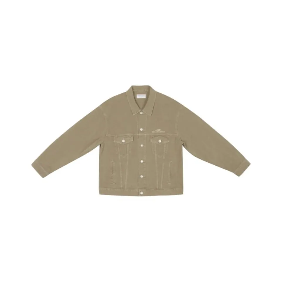 Balenciaga Denim Jacket Loose Fit Style Women's Beige