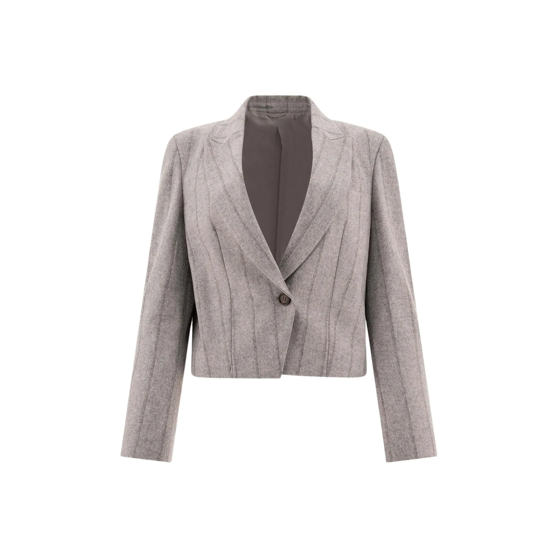 Brunello Cucinelli Striped Cropped Flannel Blazer