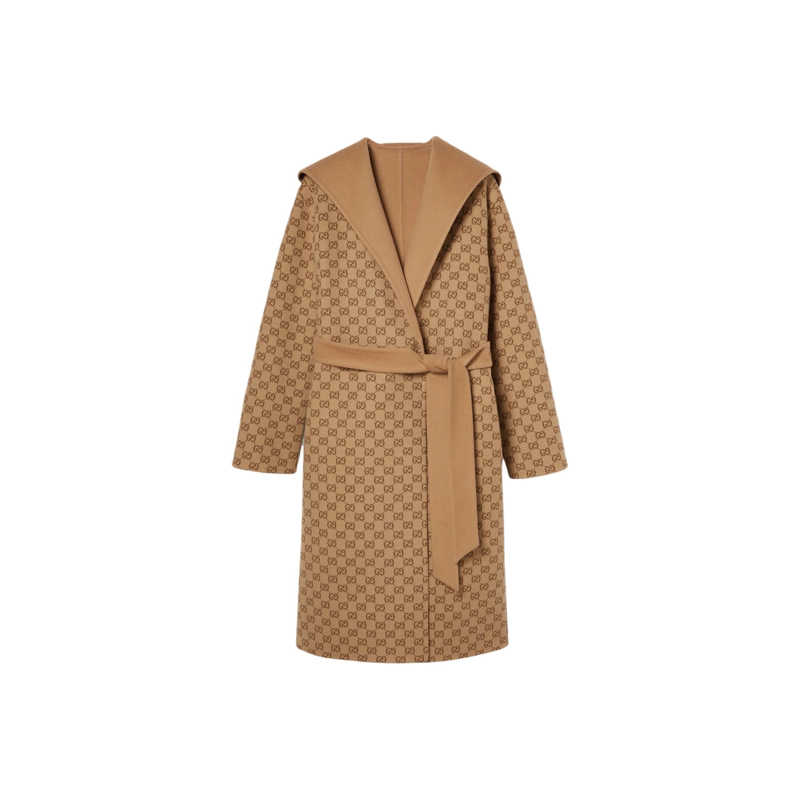 GUCCI Silk Wool Blend Coat 'Camel/Brown'