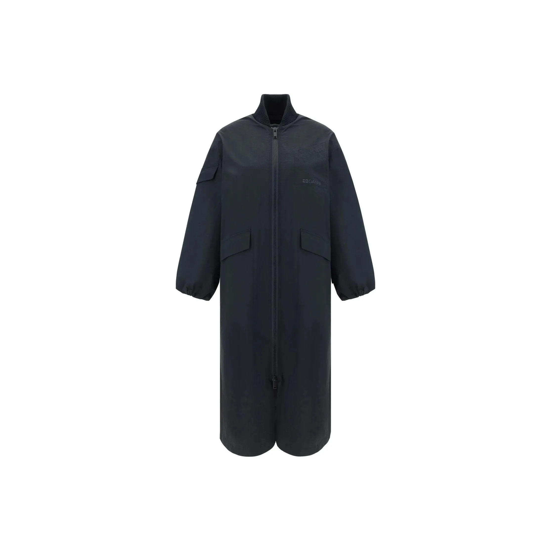 GANNI Two Way Zipped Seersucker Parka