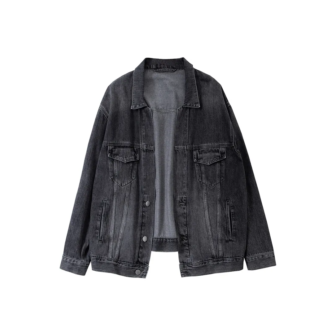 SOON FLOWER Denim Jacket Women's Black Gray Color