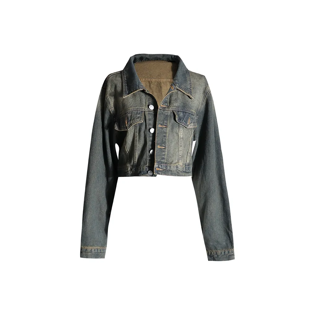 Казахстан Denim Куртка Женская Винтажный Синий