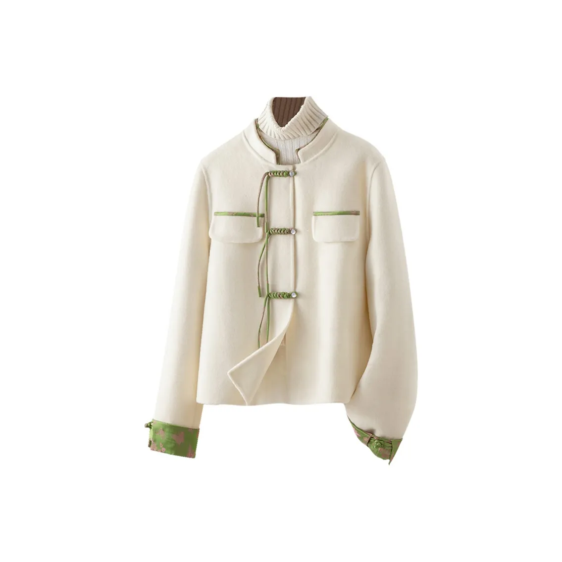 Cypress House Cropped Coat Women's Beige White & Green