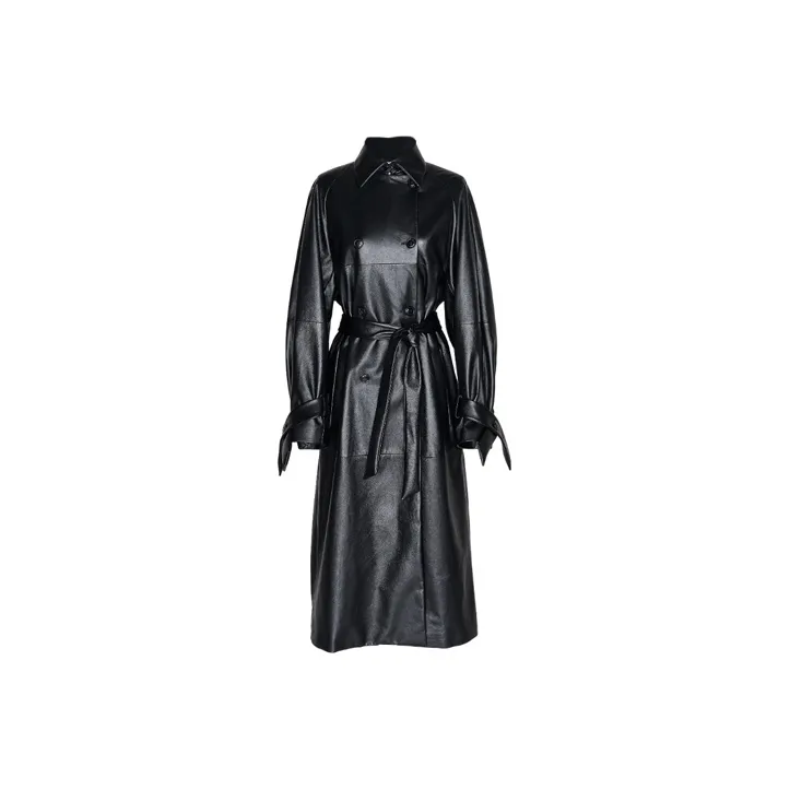 MaxMara Belted Leather Trench Coat