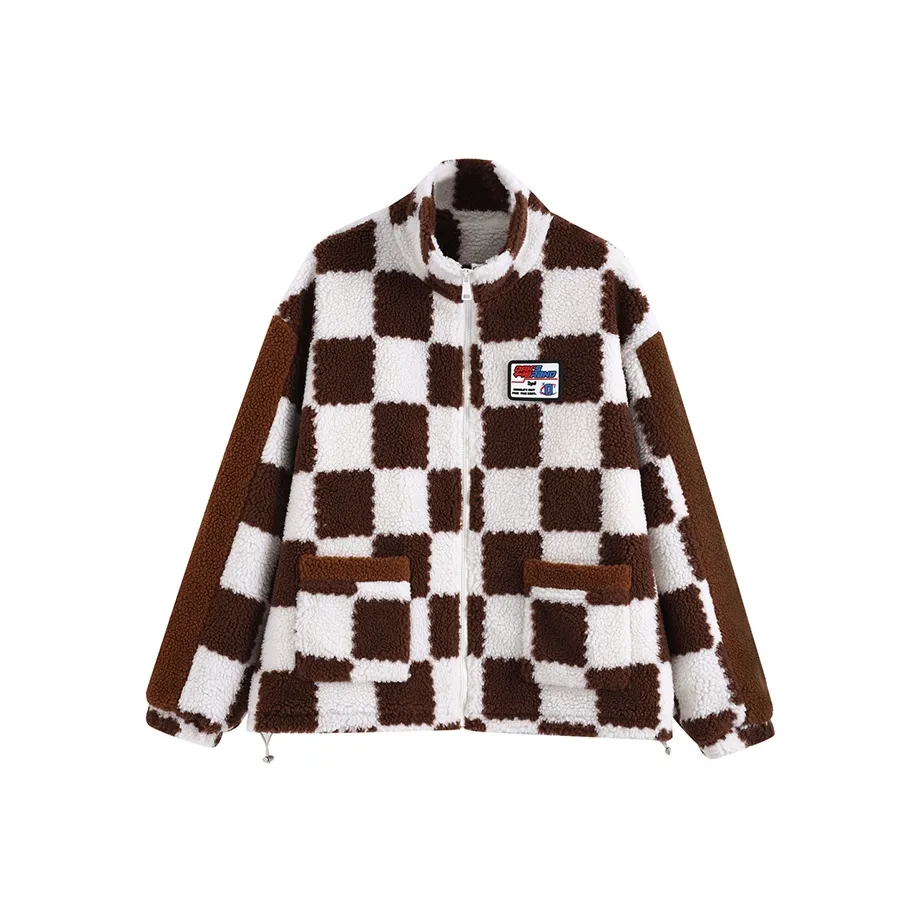 OAKAO Клетка Воротник-стойка Свободный крой Умеренный Пух Унисекс Коричневый