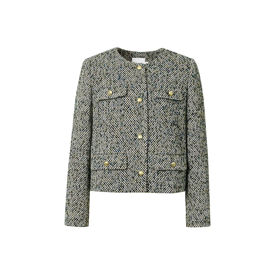Hopeshow Cropped Coat Women's Oil Painting Green