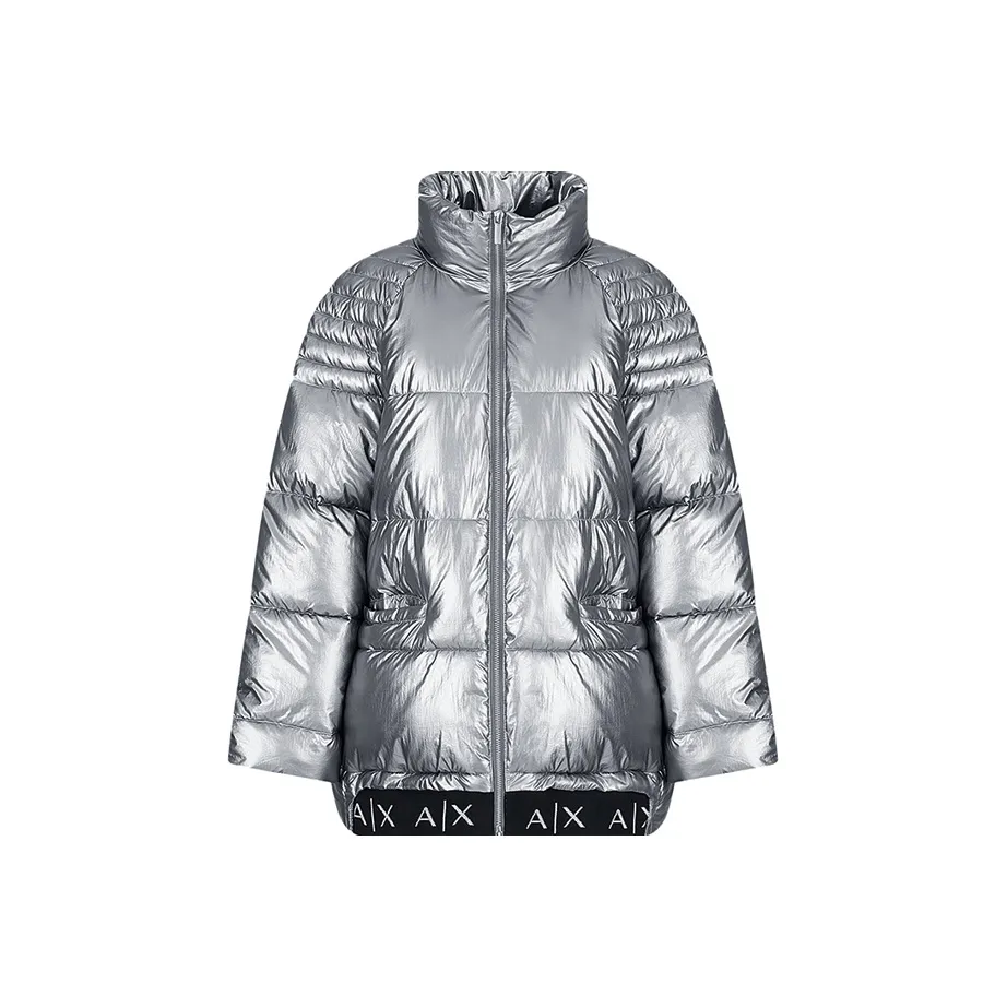 ARMANI EXCHANGE Серебристо-серые Женские Объемные Куртки (Пуфы)