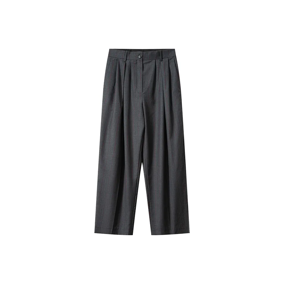 MOSIIMORII Повседневные брюки Женские Темно-серый в клетку