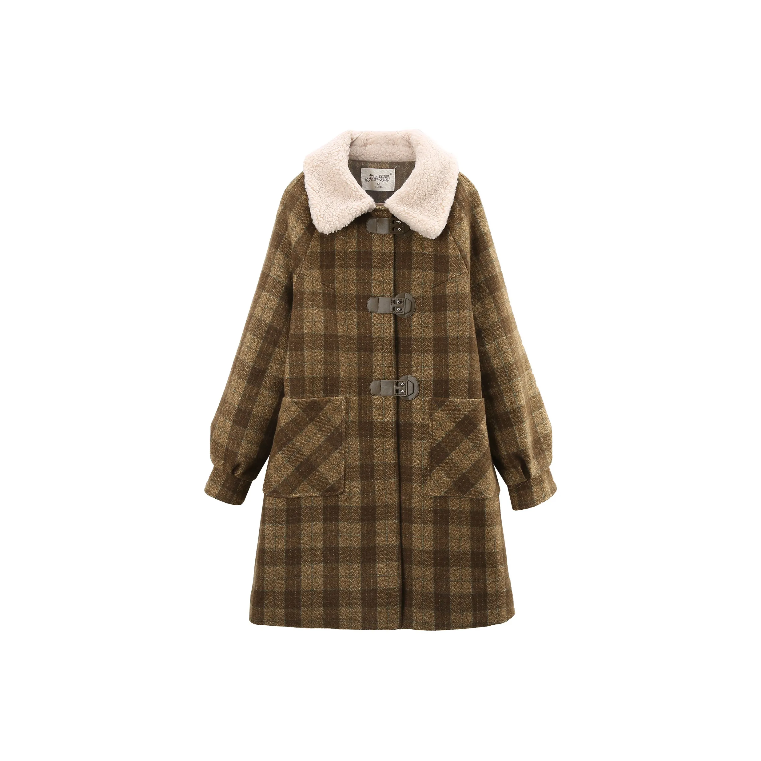 A paradise for awakening Пальто Женское Зеленое Клетка