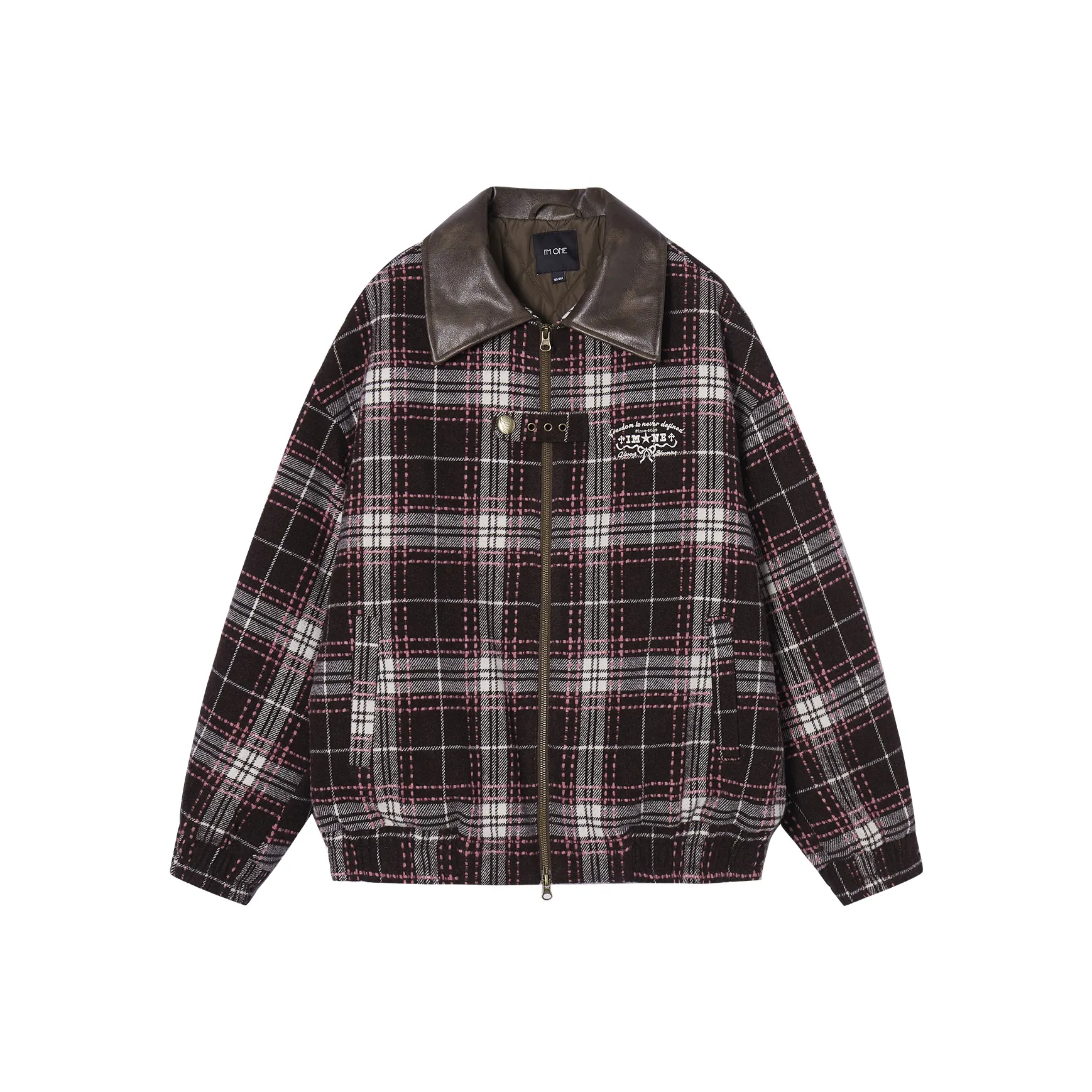 I'M ONE Укороченная куртка женские розовый кофе клетка