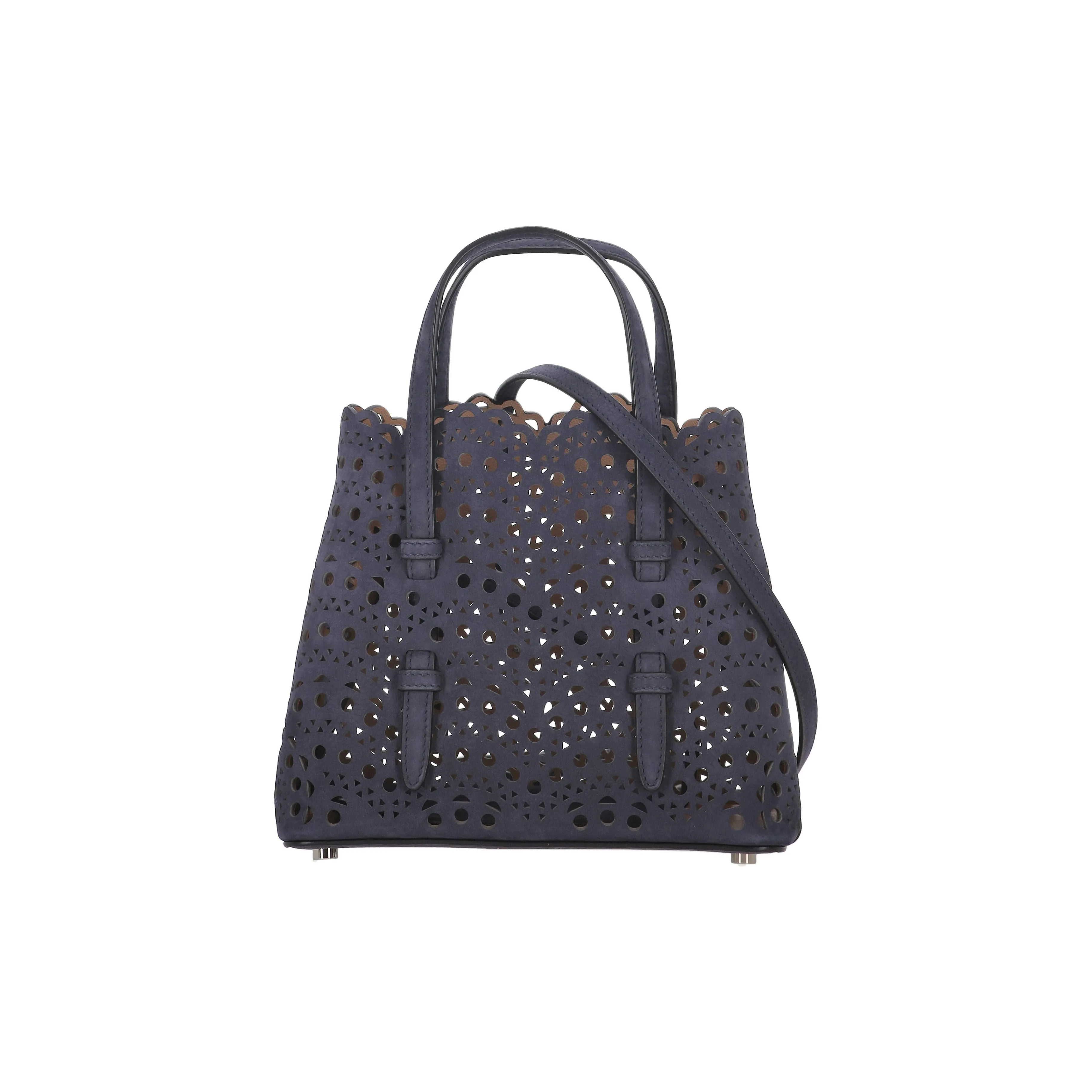 Alaia Calfskin One Shoulder Handbag Women's Dark Blue