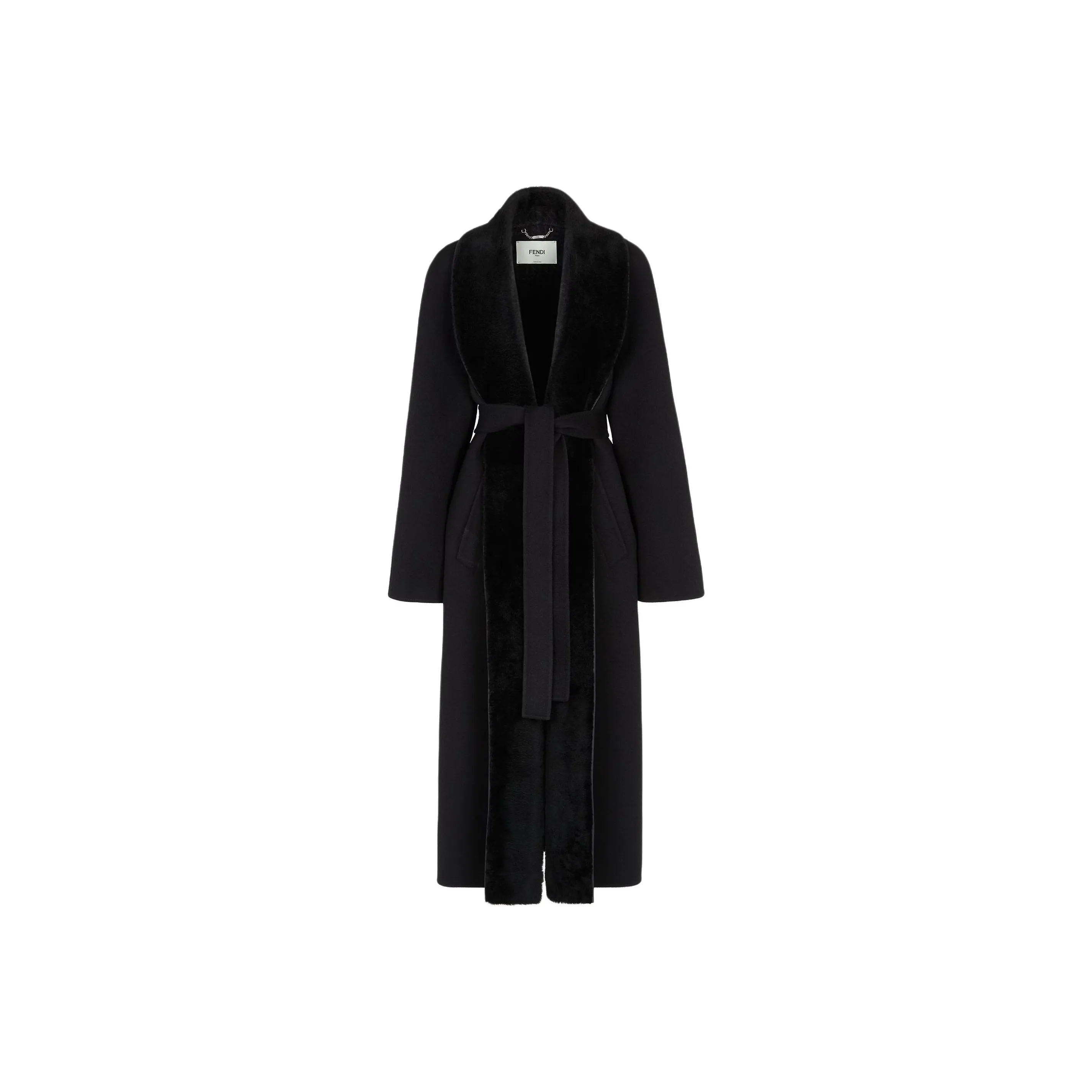 FENDI Wrap Style Belted Waist Cocoon Coat