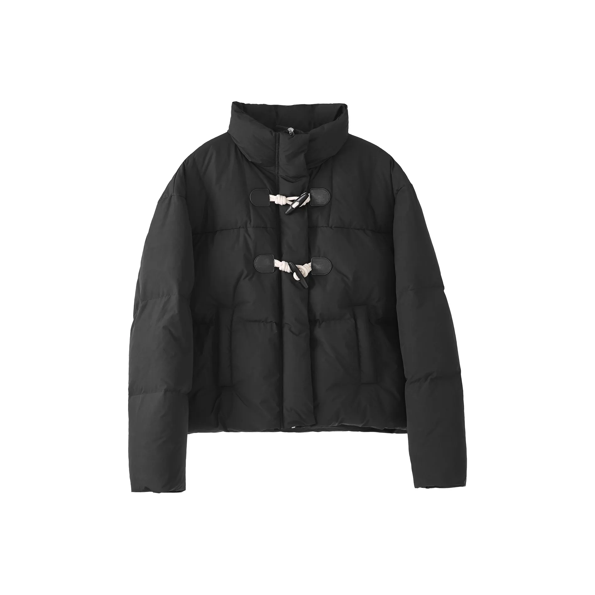 Fstudio Fall And Winter Korean Preppy Style Cropped Ox Horn Button Down Jacket Coat Women
s