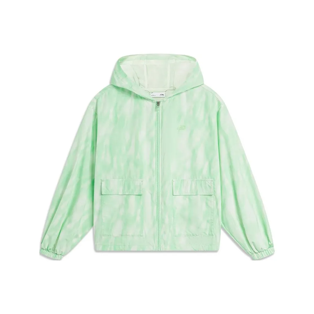 LINING Sports Life Collection Защита от солнца Женская Охлаждающая Зеленая Одежда с принтом по всей поверхности