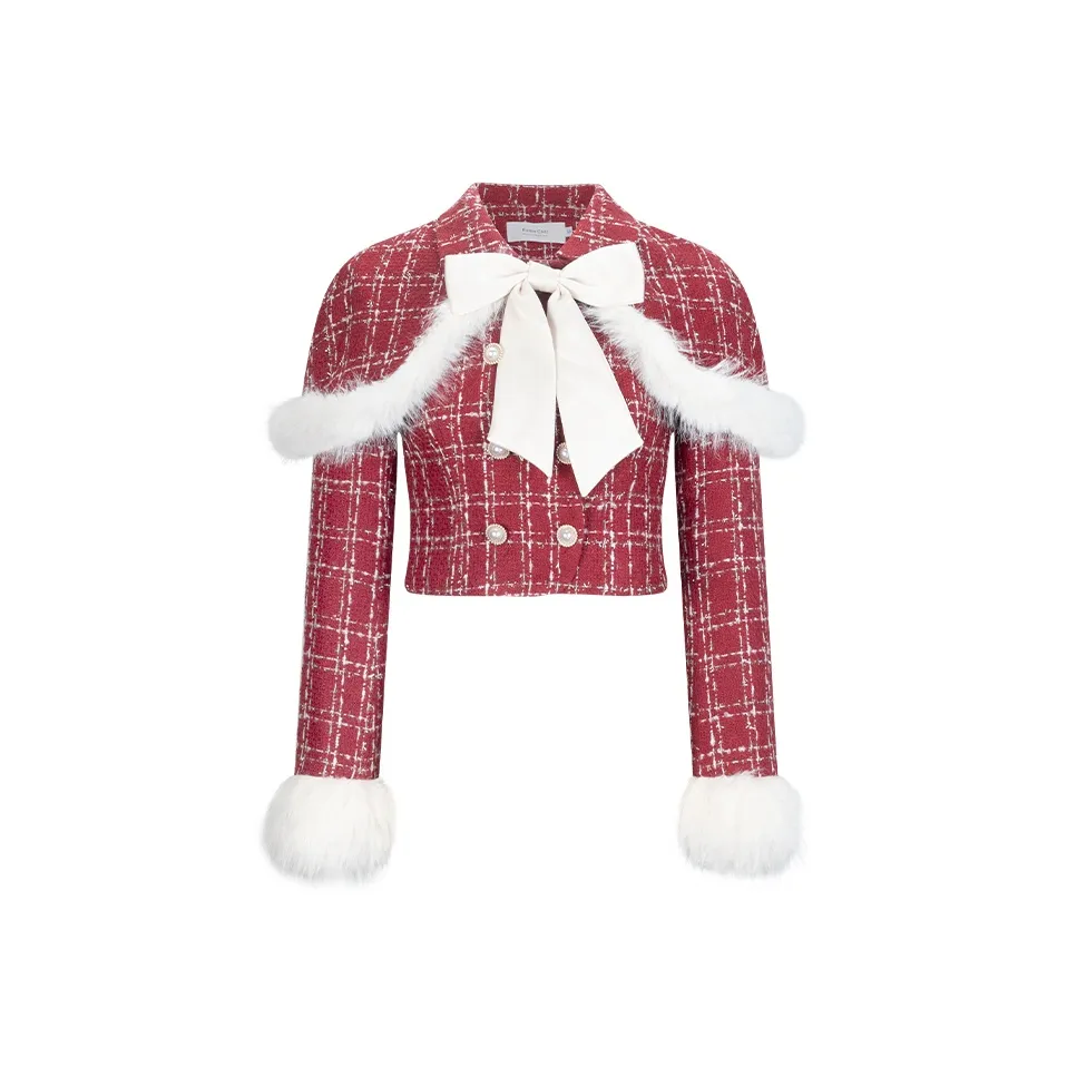 Barb Chill Small Fragrance Series Cropped Coat Women's Burgundy