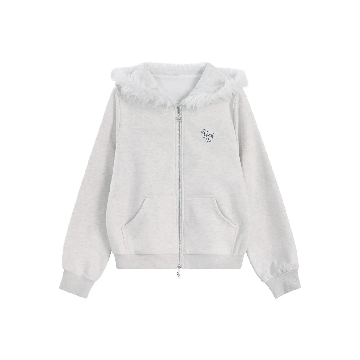 UNIFREE Укороченное пальто Женское Белое Фотиния Серый