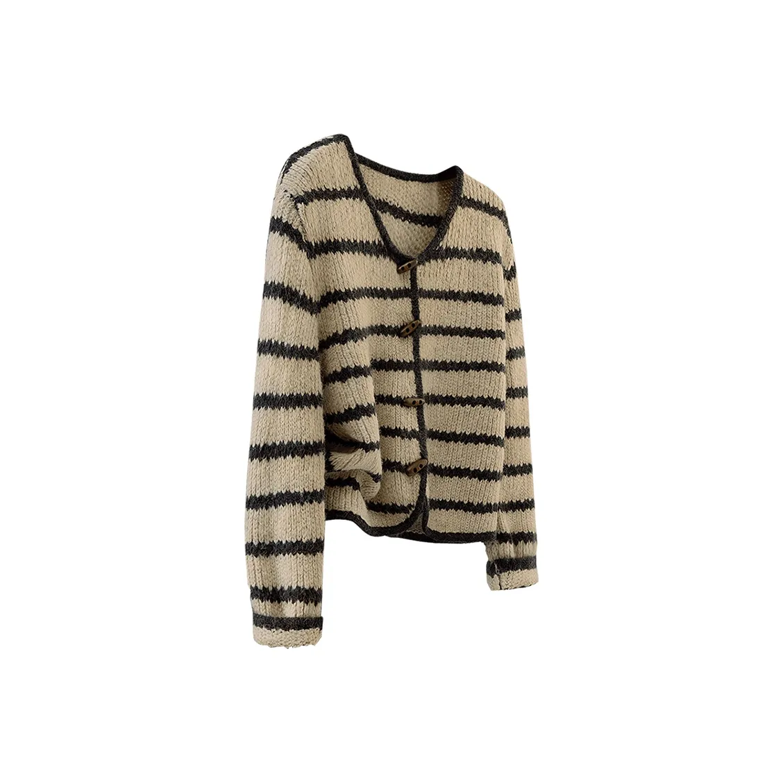 Cypress House Cropped Coat Женское Бежево-Серый С принтом в полоску